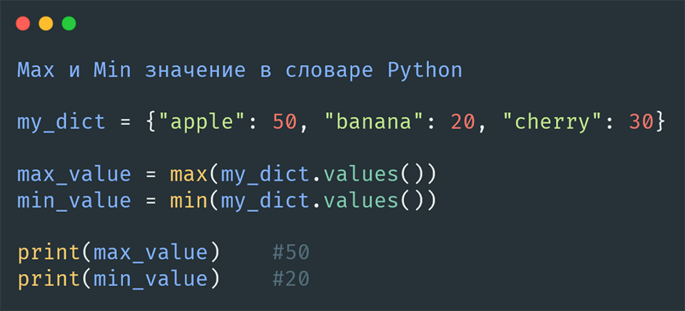 максимальное и минимальное значение в словаре в Python