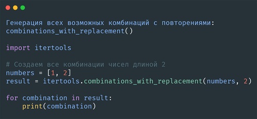 combinations_with_replacement()
