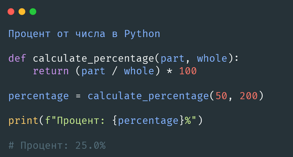 как найти процент от числа в python